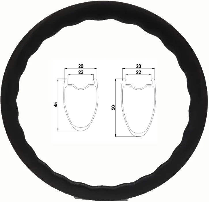 

700C Carbon Fiber Wavy Bicycle Rim 28mm Width Lightweight Tubeless Sports Entertainment Cycling Equipment