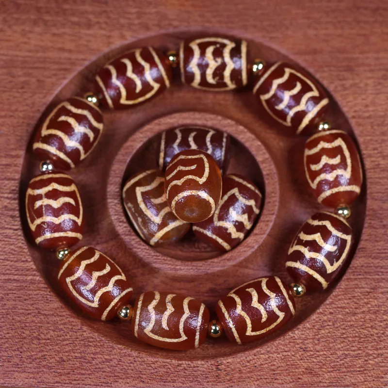 Natural Tibetan Genuine Old Mine Raw Agate Red-Pulp Big Pheasant Bird Dzi Bead Bracelet Necklace Pendant 13x18mm