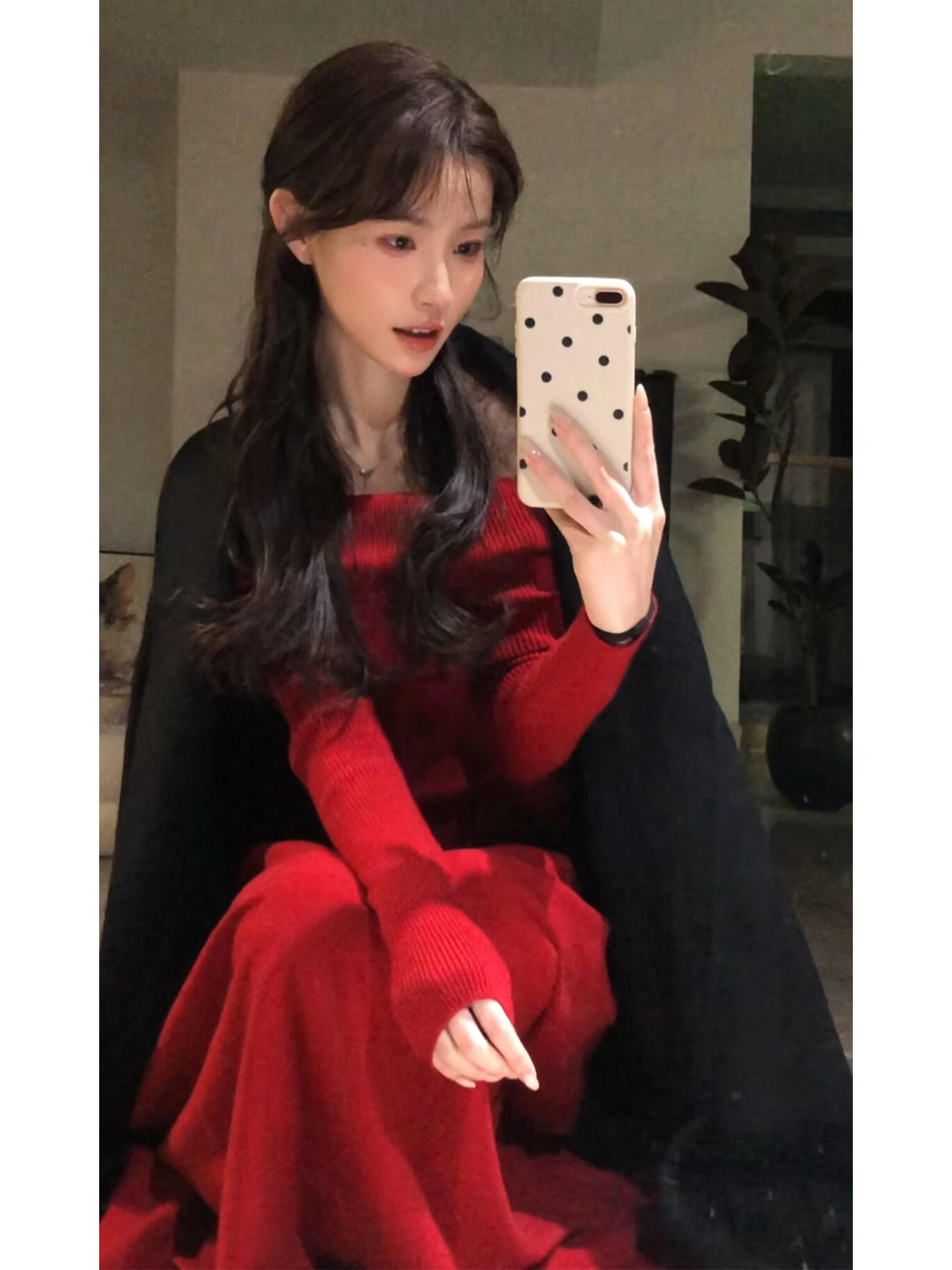 

New Year Red One-oulder Dr Women's Faion Set High-End Sensation Ele Long Skirt Spring Early Season Gown