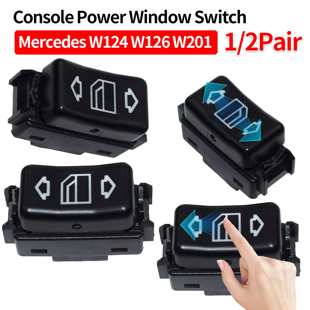 2Pcs Left Right Control Power Window Switch Replace 1248204510 1248204610 for Mercedes W124 W126 W201