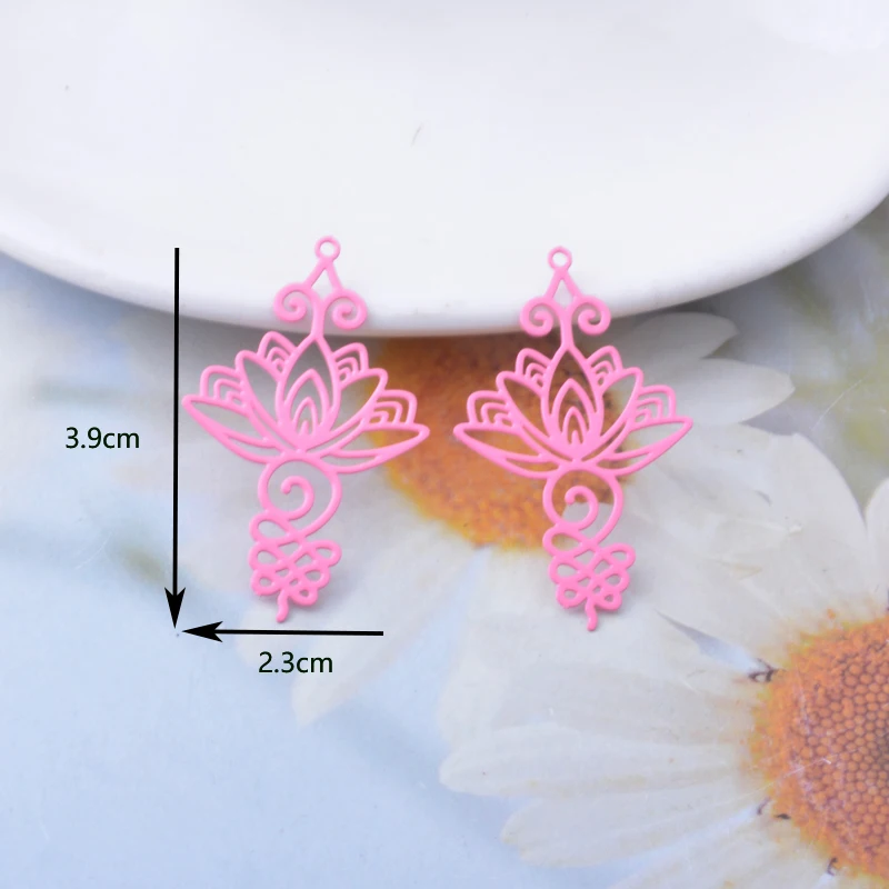 30 Stück AB7975 Messing-Blumenanhänger, bunte Charms für DIY-Schmuckherstellung von Ohrringen – Detail 1