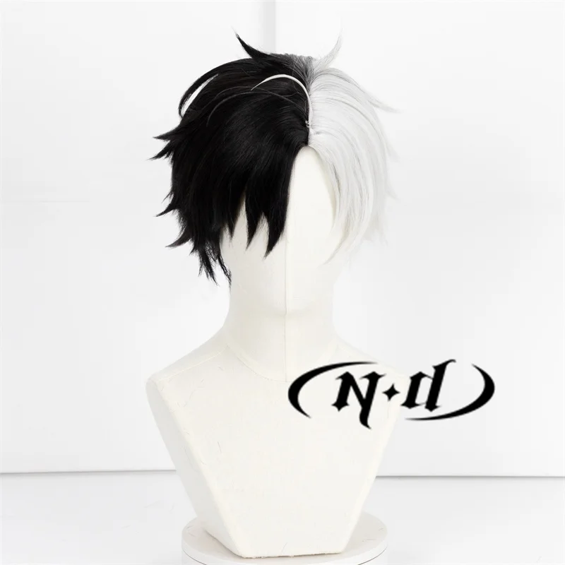 ND 사쿠라 하루카 코스프레 가발, 애니메이션 윈드 브레이커, 블랙 화이트 헤어, 할로윈 히트 테마 파티, 내성 합성