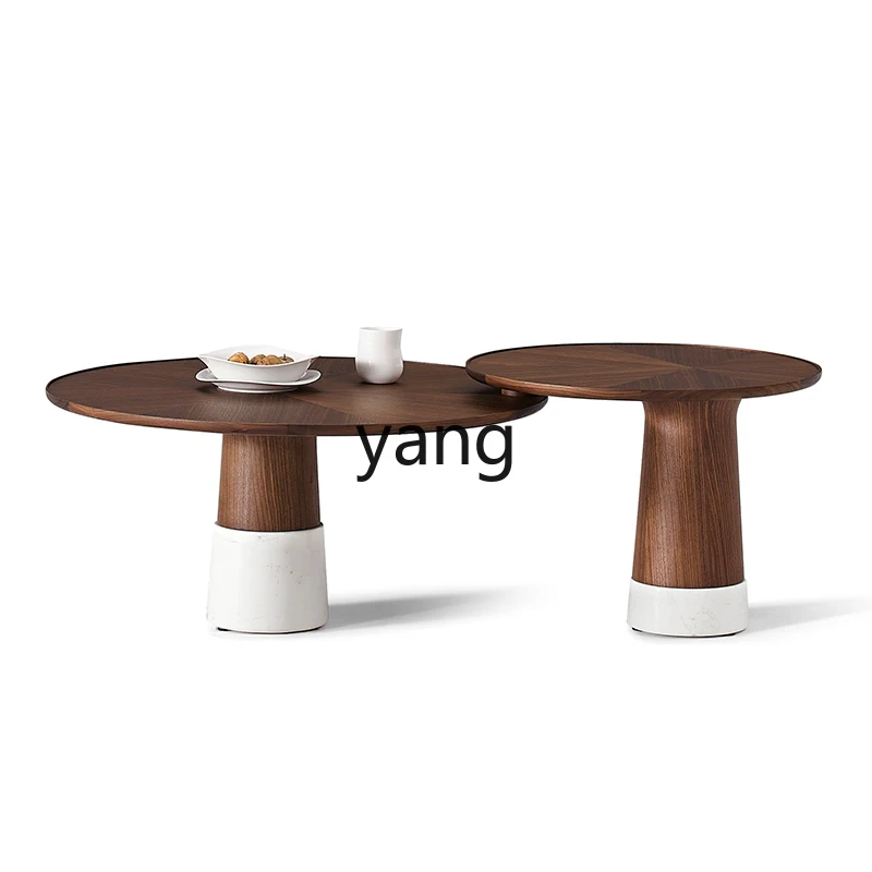 

Yjq wabi sabi wind black walnut solid wood coffee table living room tea table Italian style