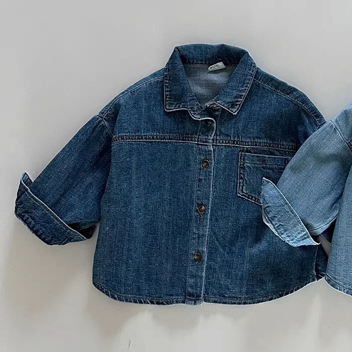 Autumn Baby Long Sleeve Denim Jacket Infant Boys Pocket Lapel Coat Children Casual Coat Vintage Baby Denim Tops Clothes -2026