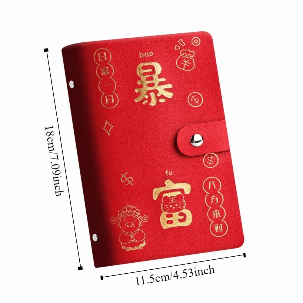 Chinese New Year Money Savings Challenge Binder PU Leather Storage Envelop Savings Challenges Book 100 Cash Envelopes Waterproof