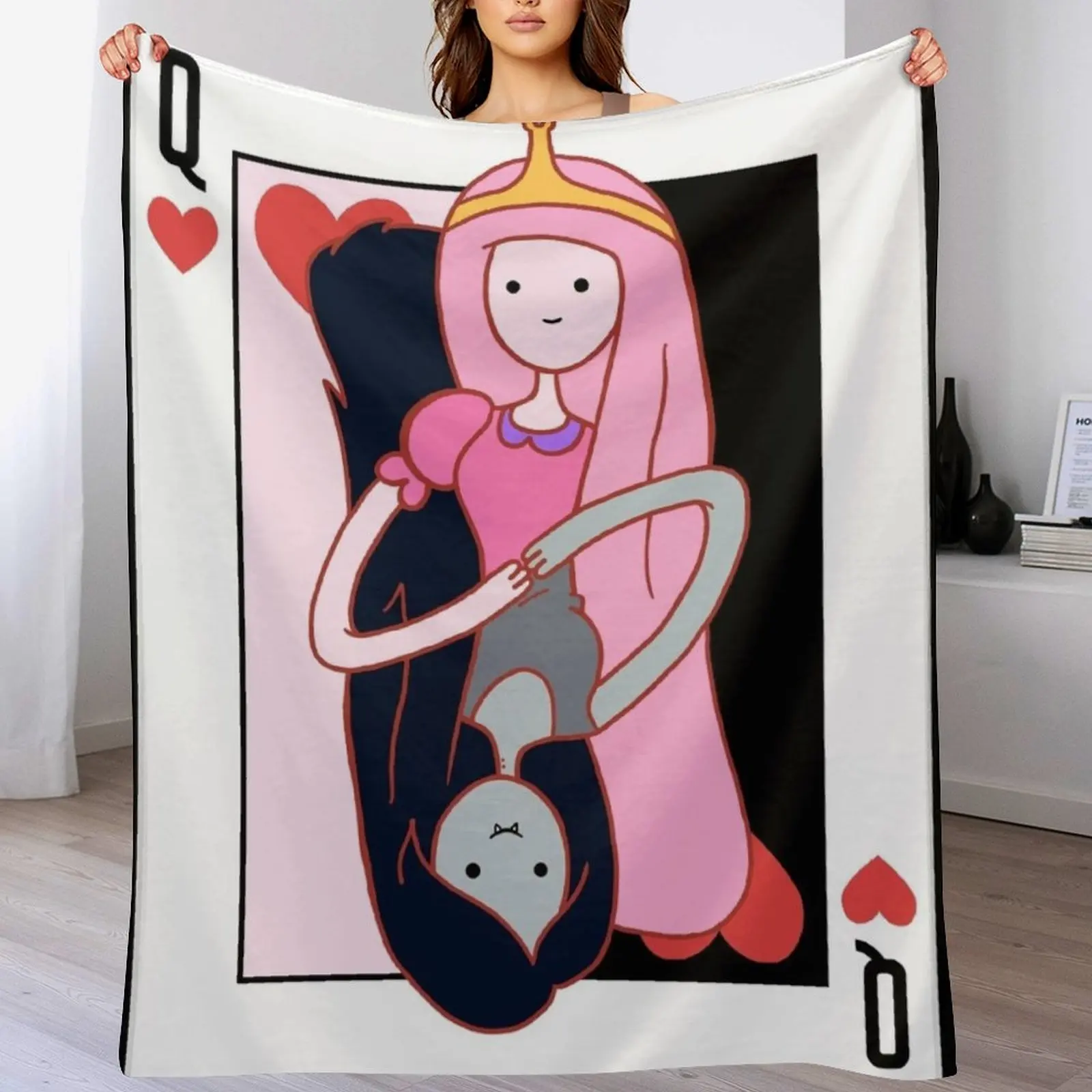 Princess Bubblegum and Marceline Queen of Hearts Throw Blanket Bed Fashionable halloween Comforter Blankets