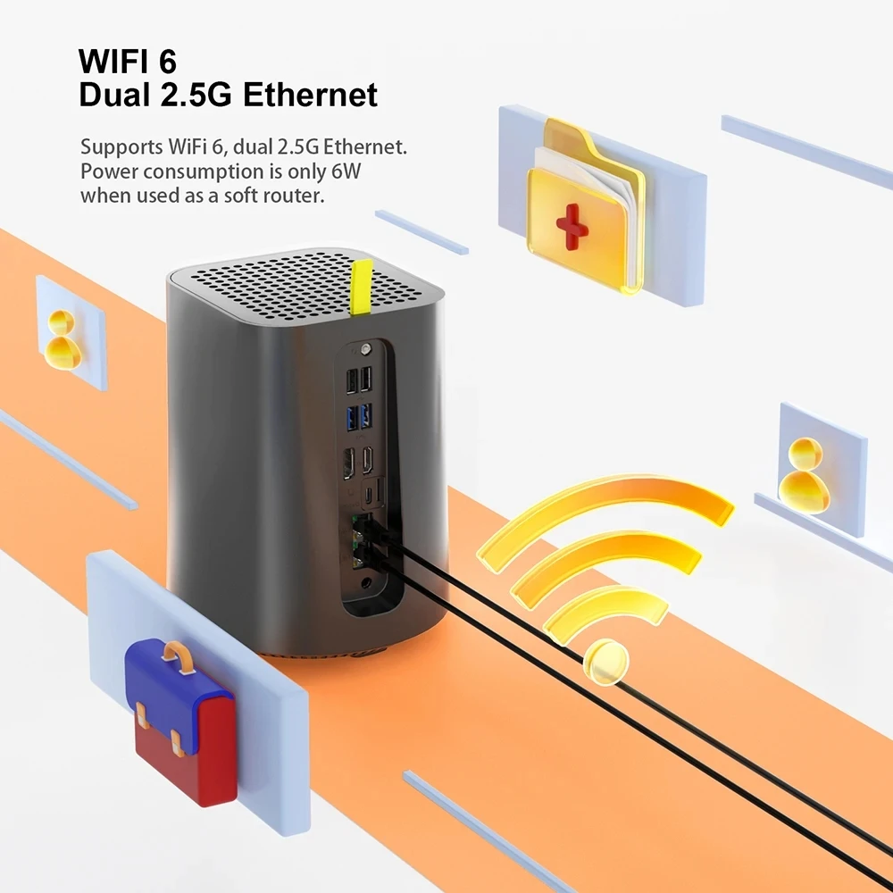 2-Bay NAS R1 PRO 12th Gen N150 Ry-zen 7 5825U Mini PC 2x I226-V 2.5G جدار الحماية راوتر شبكة تخزين خادم الوسائط سحابة خاصة