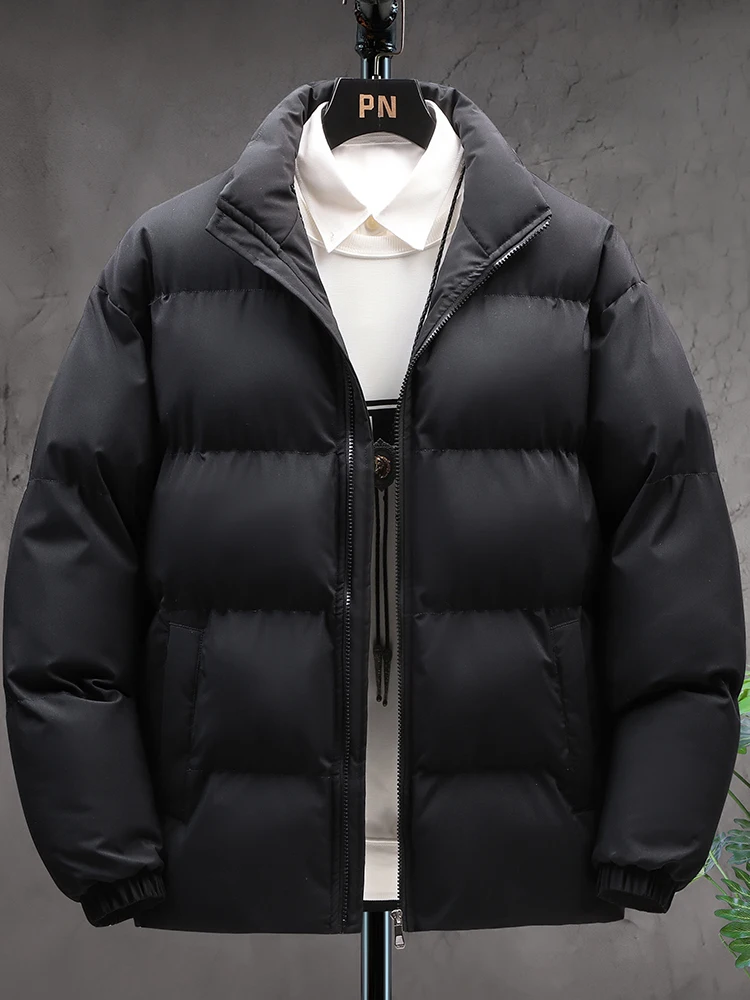 

Мужская зимняя утепленная хлопковая куртка с воротником-стойкой, молодежная модная верхняя одежда с длинными рукавами на молнии