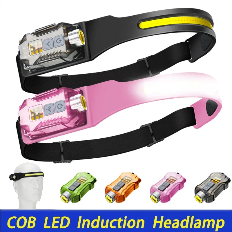 

LED Sensor Headlamp Built-in Battery USB Rechargeable Head Flashlight Headlight LED Head Torch Camping Fishing Search Light