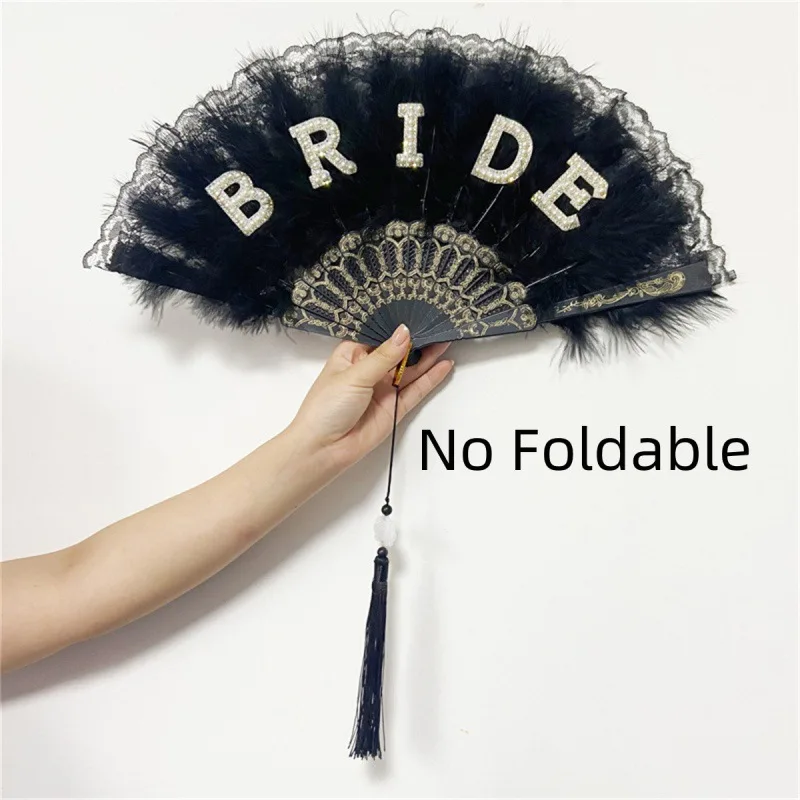 Bride Feather Fan Bachelorette Hen Do Party Bach Weekend Girls Trip Fall Winter Wedding Engagement Bridal Shower Decoration Gift