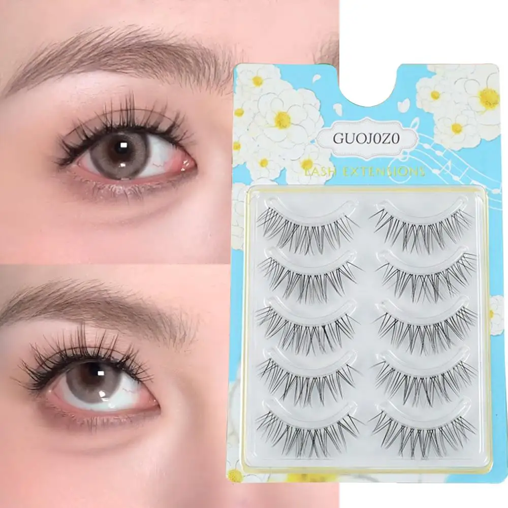 Natural  Little Devil Long Fairy Lash Extension Cute False Eyelashes Cross Curling Big Eyes Wispy Decor Daily Eye Makeup Lash