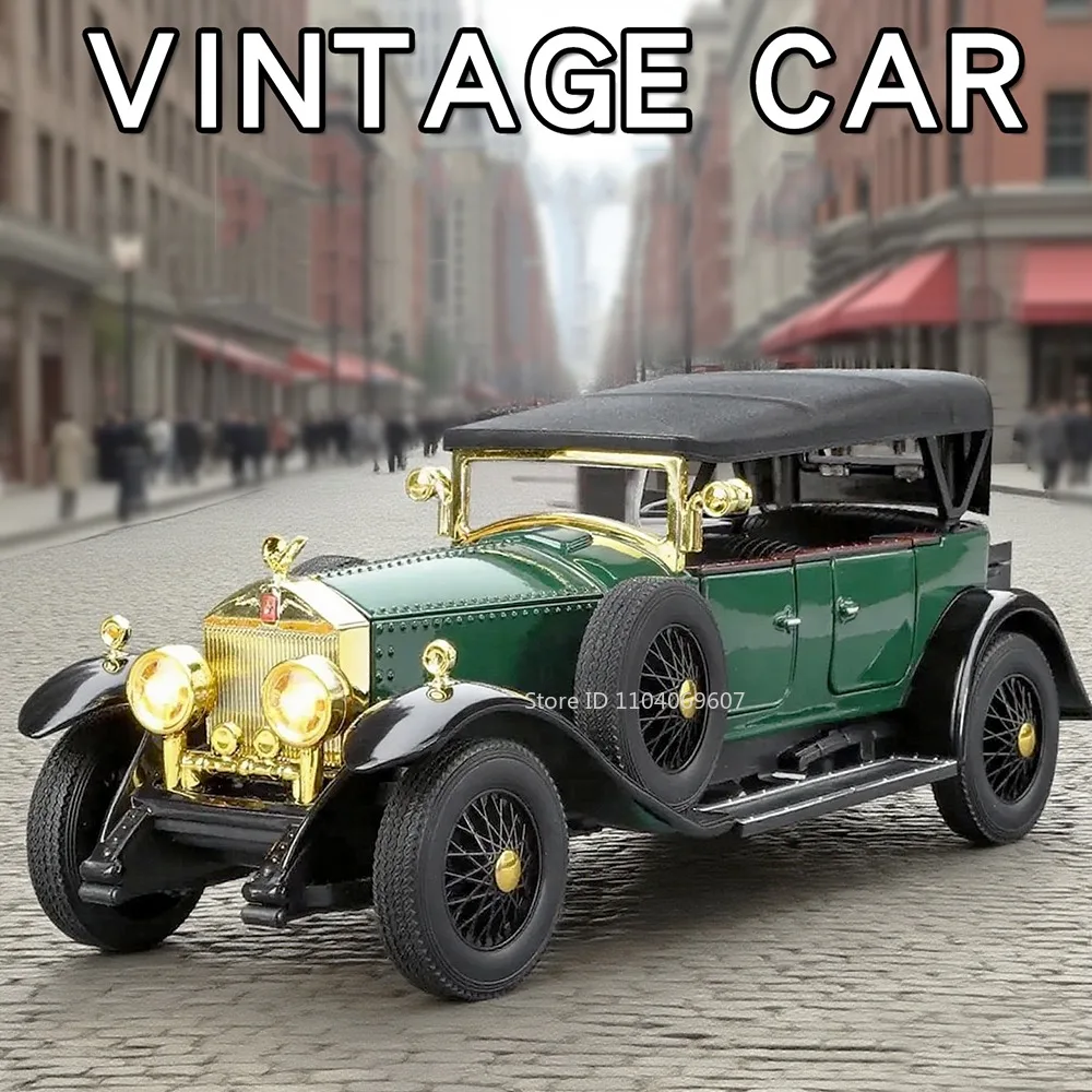 

1:24 PHANTOM Vintage 300SL Car Model Toys Alloy Diecast Sound Light Pull Back Doors Opened Shock Absorption for Children Gifts