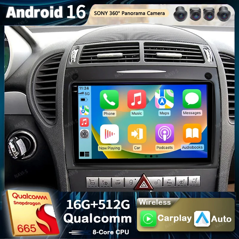 Android 16 Für Benz SLK-Klasse R171 2004 - 2011 2K QLED Android Autoradio Multimedia-Videoplayer GPS Stereo CarPlay Head Unit 4G