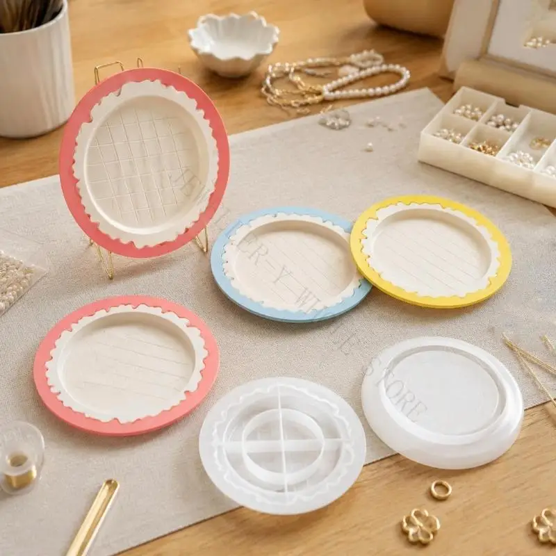 R7UF Resin Tray Mold with Scalloped for DIY Display Dish Projects