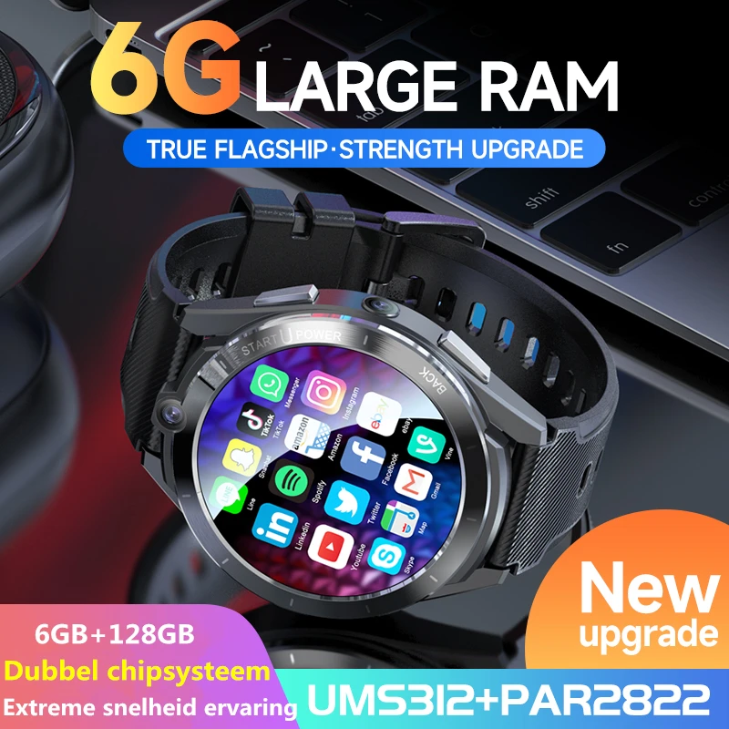 6GB+128GB Smart Watch 2023 New 4G Network Dual CPU 8-Core Android 11 Smartwatch With 8MP Camera 900mAh Power Bank Sim Card GPS