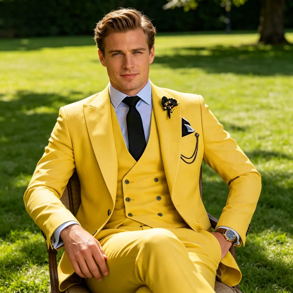 

Мужской свадебный костюм-тройка Slim Fit с пикообразными лацканами: пиджак, жилет и брюки для торжественных мероприятий и шаферов