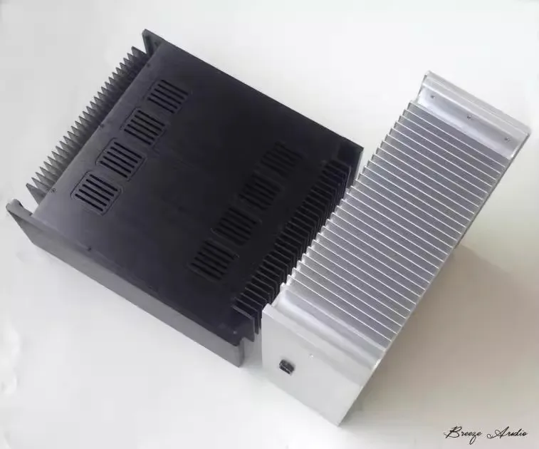 

Aluminum Chassis Silver/Black both Side With Radiator Audio Power Amplifier Case DIY Box BZ4315A