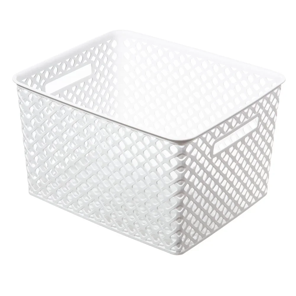 Rectangular Decorative Storage Baskets 2 Pack with Cut-Out Handles Ideal Organizing Household Items Toys Garage Supplies view 5