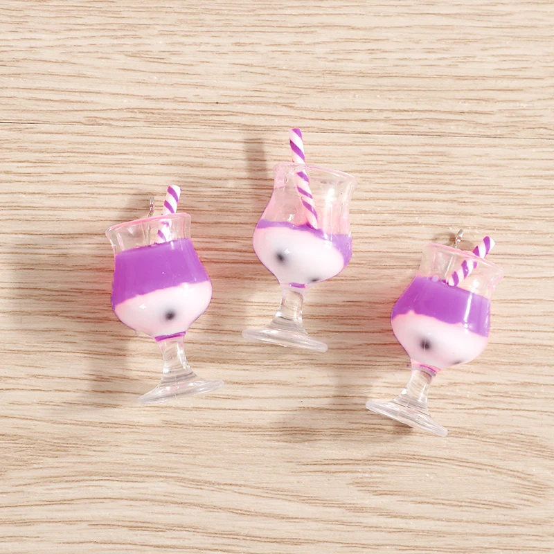 Tusember 10 Stück 3D Eiscreme Harz Bubble Tea Anhänger DIY Zubehör für Schlüsselanhänger, Armbänder, Ohrringe, Anhänger zur Schmuckherstellung – Detail 5