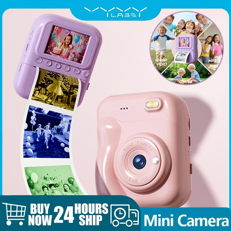 

Vyvylabs Mini Print Photo Camera Photography Instant Camera Portable Digital Camera 1080P Video Recorder for Girl Boy Party Gift