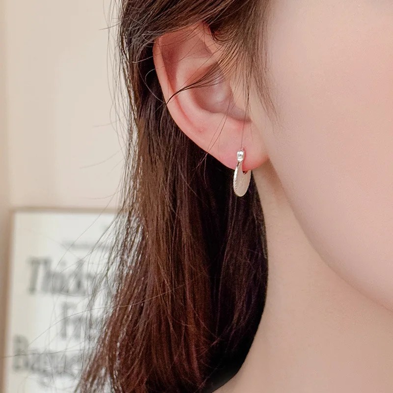 925 فضة الهندسة جولة هوب أقراط امرأة الأقراط الفاخرة عالية الجودة المشاركة الزفاف خمر الكروم مجوهرات #4