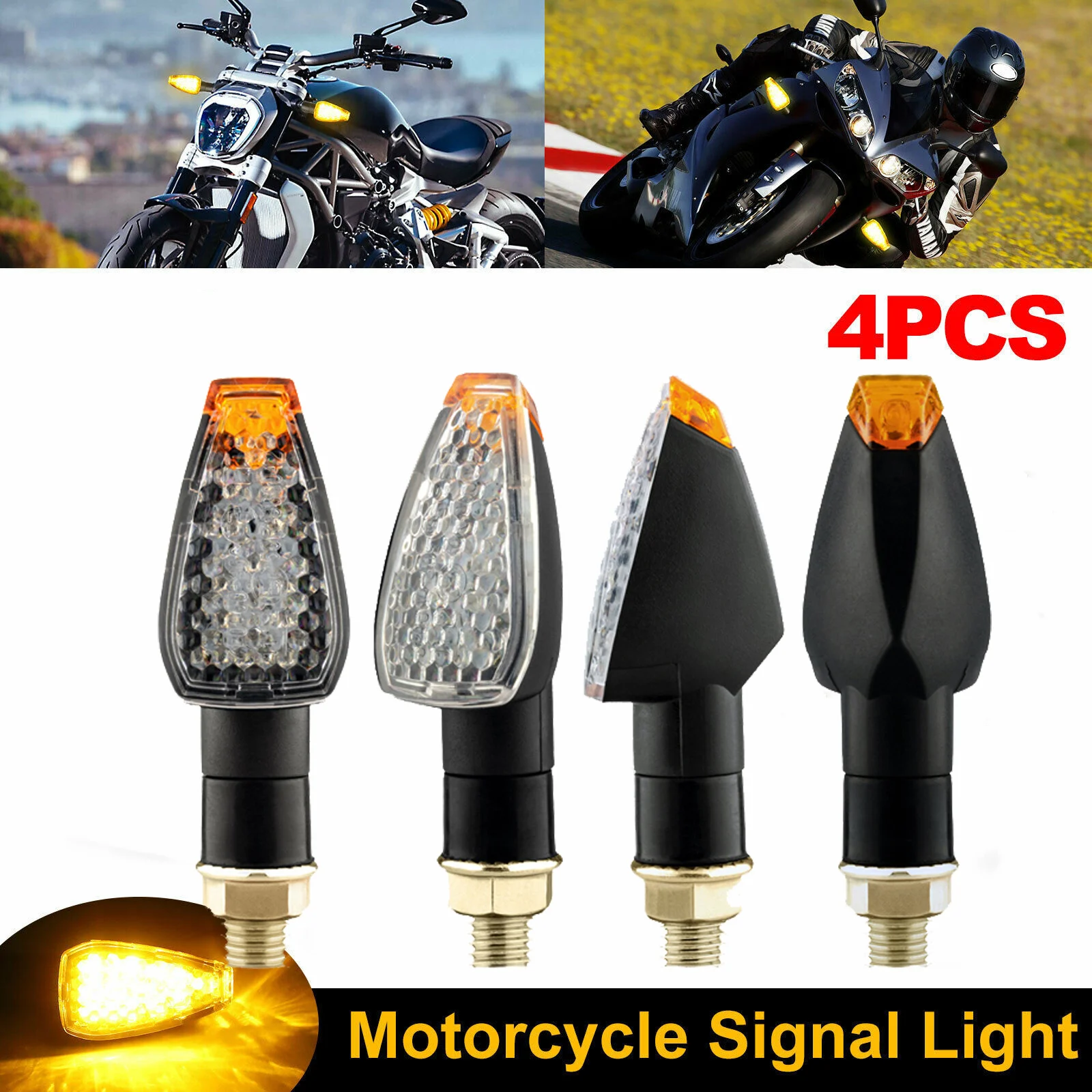 2pcs Motorcycle LED Turn Signals Fishscale Flashing Motorbike LED Bendable Daytime Running Lights Universal Moto Accessories