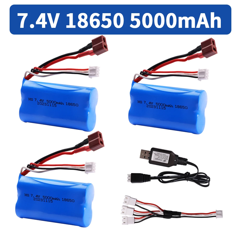 Upgrade 18650 7.4V 5000mah Battery for Wltoys 144001 A959-B A969-B A979-B K929-B 12428 12423 10428 Q39 RC Car Spare Parts 7.4 V