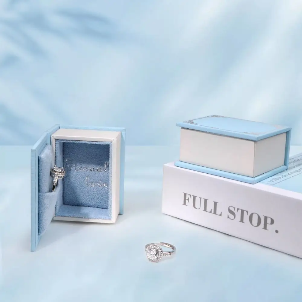 Flip Lid Book Shape Ring Box Storage Box Jewelry Packaging Engagement Ring Box Stud Earrings Ring Case Jewelry Display Case