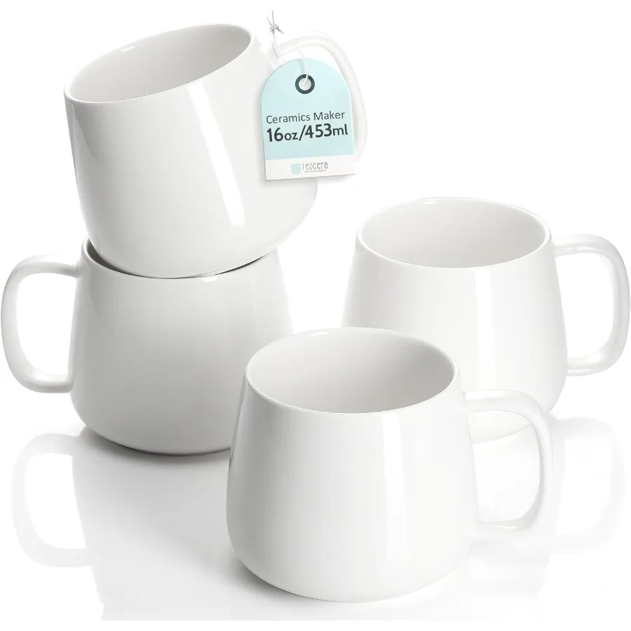 

Керамические кофейные кружки на 16 унций, набор из 4 штабелируемых чашек для латте, микроволновая печь, можно мыть в посудомоечной машине, идеально подходит для кофе, капучино, горячего шокола