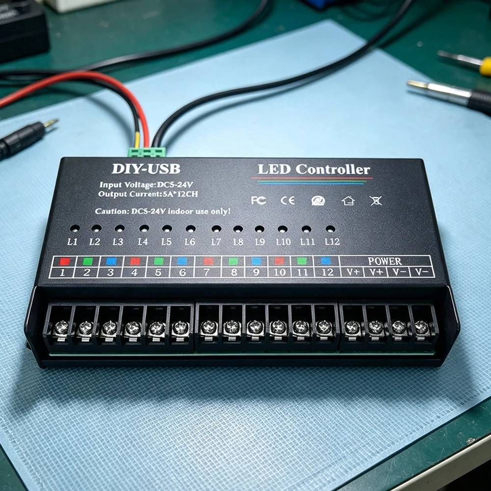 1pc 12-channel RGB/monochrome General 60A LED Strip Programmable Controller For Large Installations Art Displays