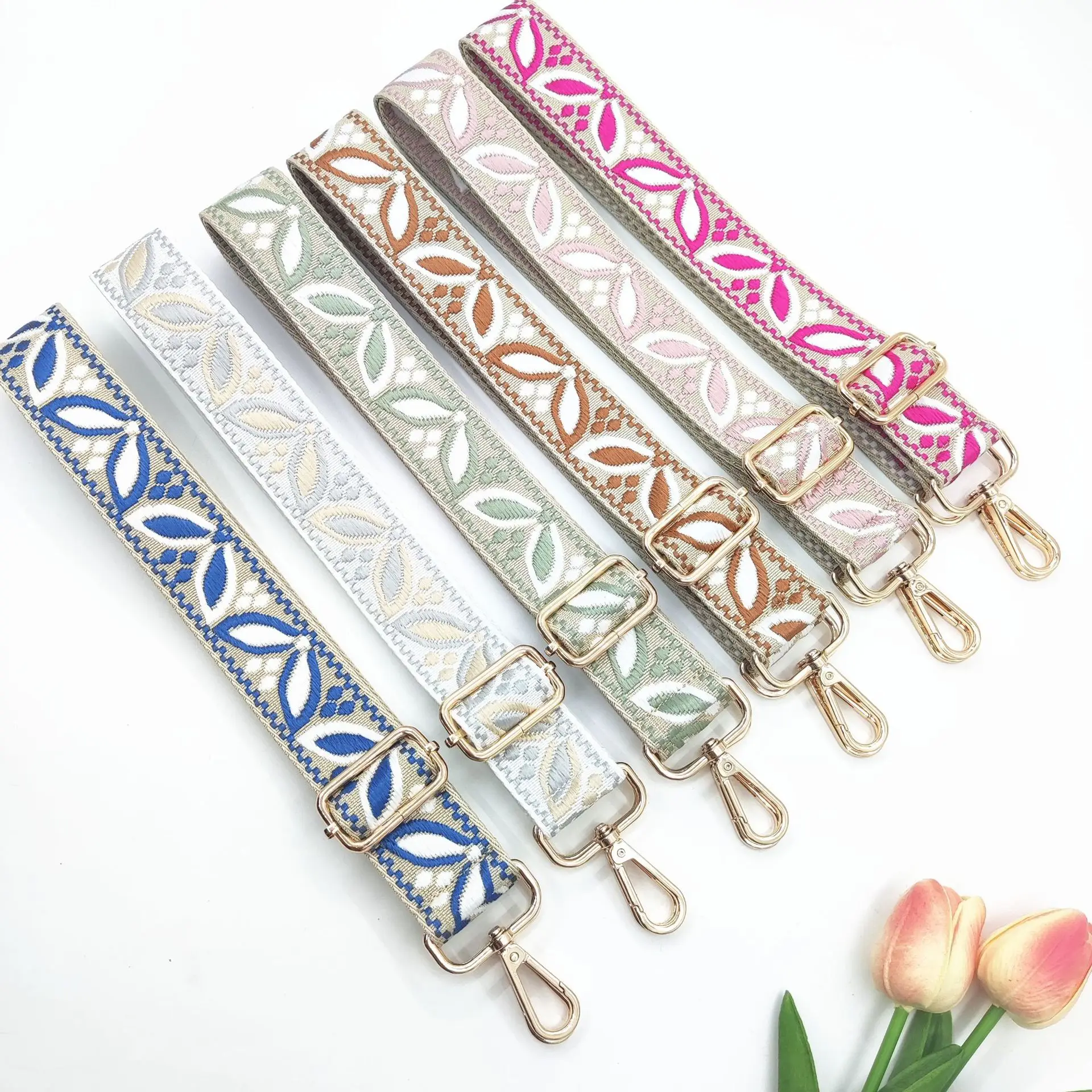 1 Piece 1.50inch Wide Adjustable Handbag Purse Strap Replacement Crossbody Shoulder Strap Magnolia Pattern Jacquarded Strap