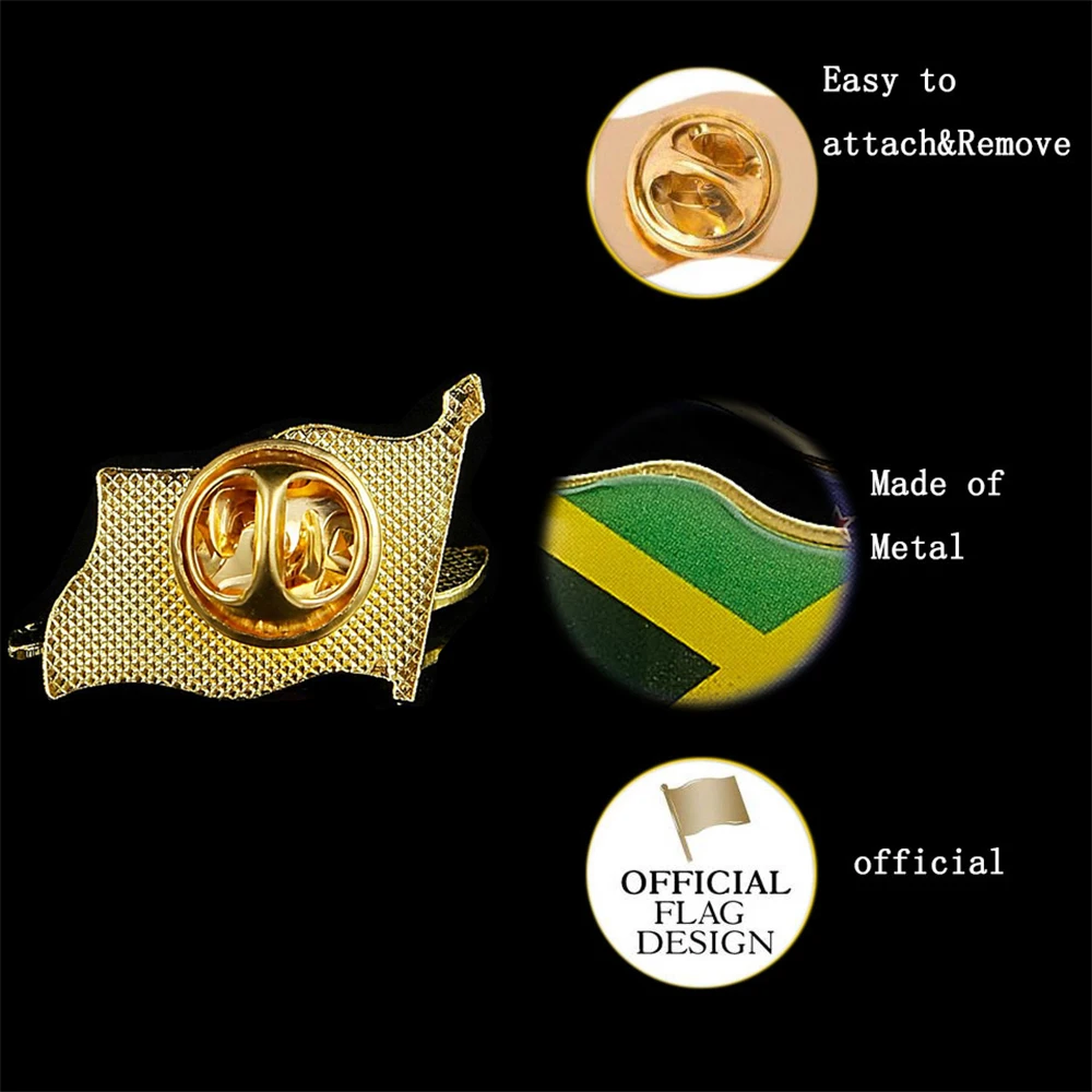 Jamaica Flag Patriotic Safety Pins Brooches for Unisex Suit Clothes Bagpack Hat Scarf Badge Pin Access