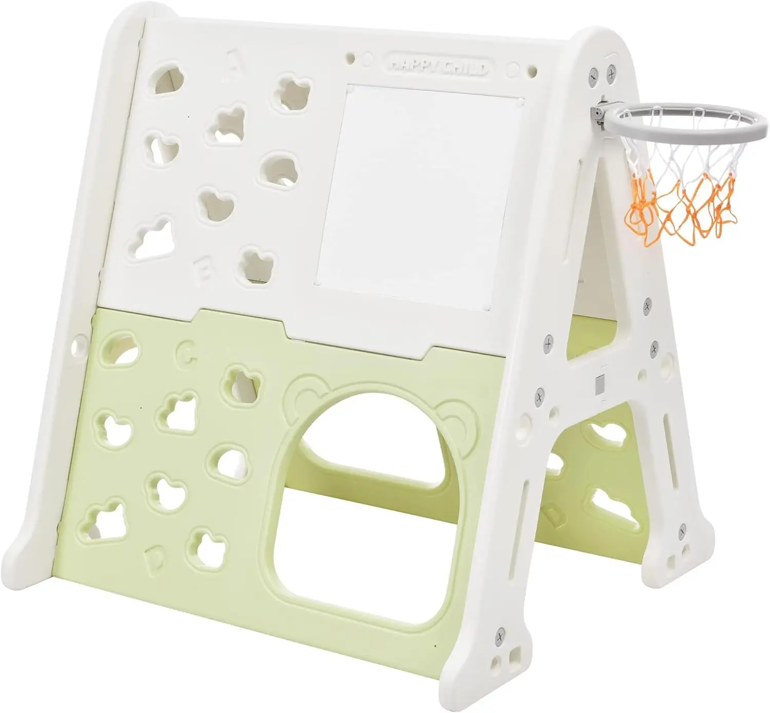 5-in-1 Toddler Climber Playset with Basketball Hoop Building Block Baseplates Whiteboard and Tunnel Xmas Gifts for Boys and Girl