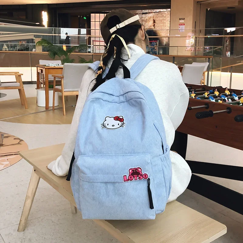 مرحبا كيتي الطفل على ظهره فتاة جديدة الترفيه الكرتون سعة كبيرة حقيبة مدرسية الطالب أنيمي الشكل Kawaii الكرتون