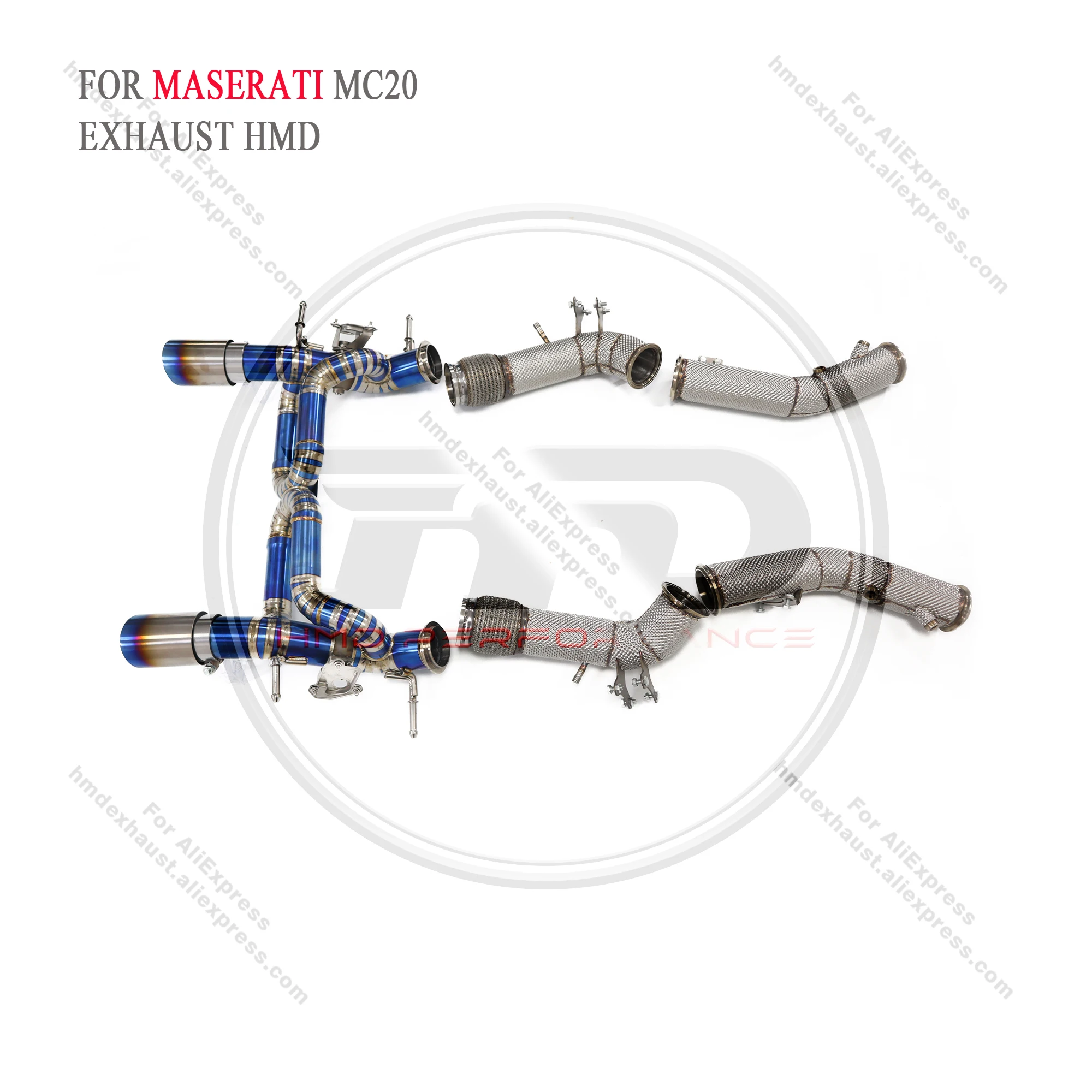 HMD Titan-Abgasanlage Performance Catback für Maserati MC20 Catless Downpipe mit Hitzeschild