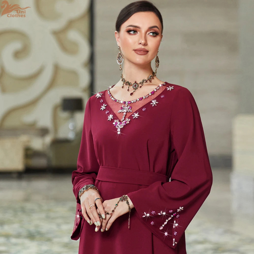Ramadan rouge musulman Abaya dubaï turquie Islam Hijab Robe Jalabiya robes africaines pour femmes Robe Femme robes musulmane caftans