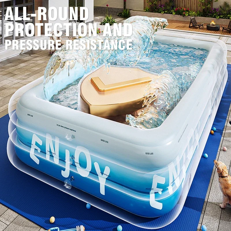 Sunshade Inflatable Pool Family Large Home Pool Thickened Square Outdoor Garden Water Games Vacation for Kids Pets