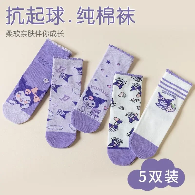 

Sweet Kuromi Socks Sanrio Ins Children Mid Tube Socks Cute Cartoon Children Kawaii Losto Cotton Stocking Lovely Gifts for Kids