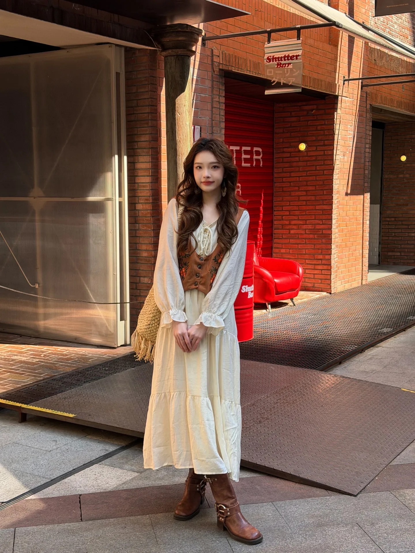 Bohemian Style Gentle Wind Dress Jacket Set Belted Travel Long Skirt A-Line Silky Soft Fabric All-Season Casual Women's Wear