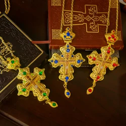 HTISOK Religious Greek Orthodox Church Hollowing Process Bishop's Pectoral Cross Necklace for Ordination of Priest