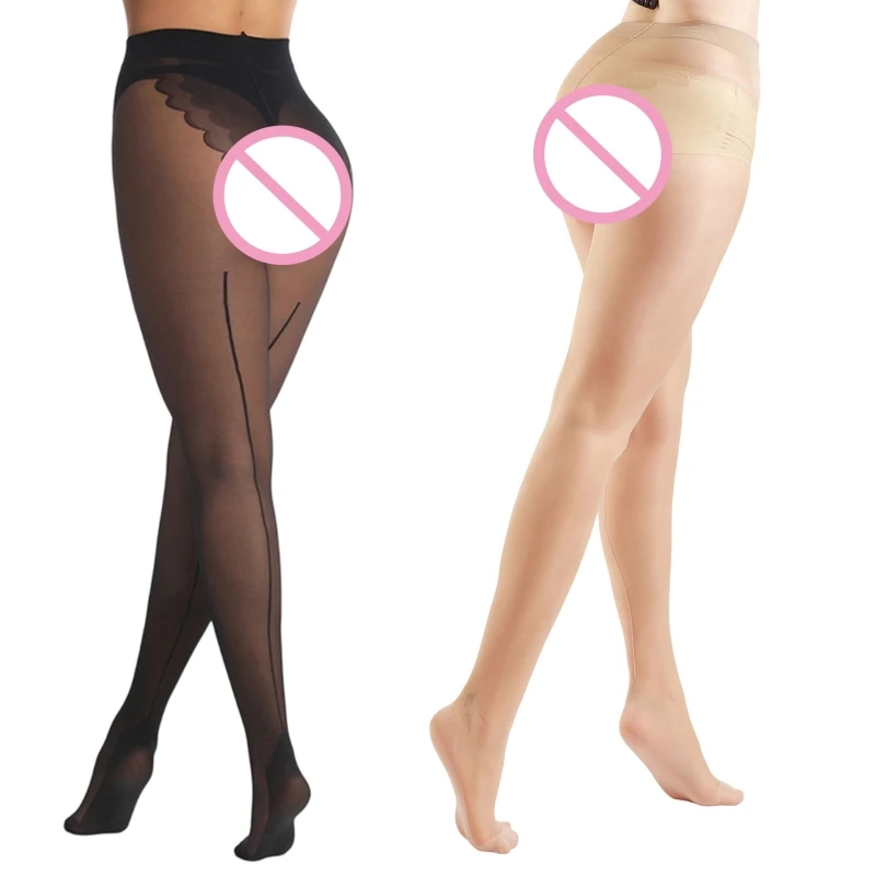 Women's Reinforced Toe Pantyhose Jacquard Backseam 20D Sheer Nylon Fabric Control Top Tights Leggings Fashion Apparel
