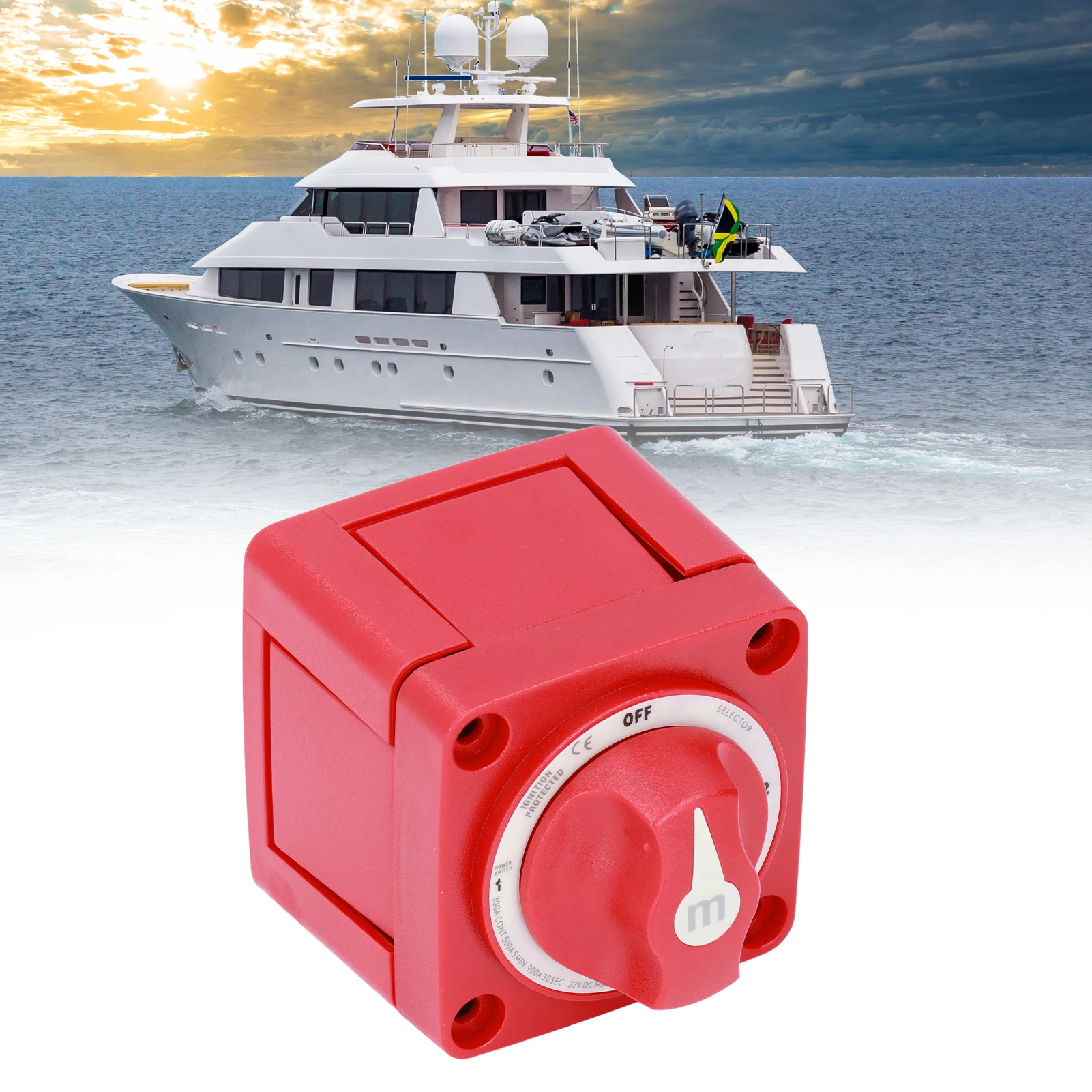 

300A Battery Switch 360° Rotating 4 Position Battery Switch Selector IP66 Waterproof For Yachts RVs Modified Cars Accessories