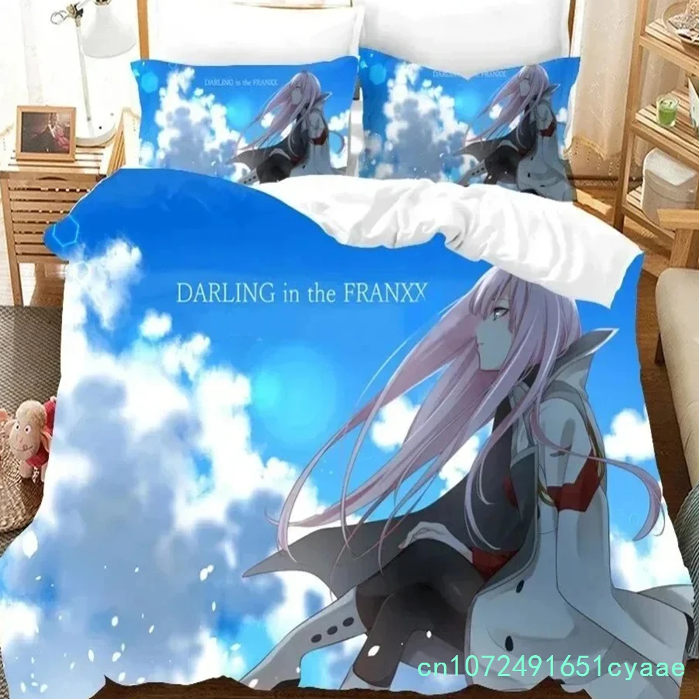 3D Print Anime Darling In The Franxx Zero Two 02 Bedding Set Boys Girls Twin Queen Size Duvet Cover Pillowcase Bed Kids Adult