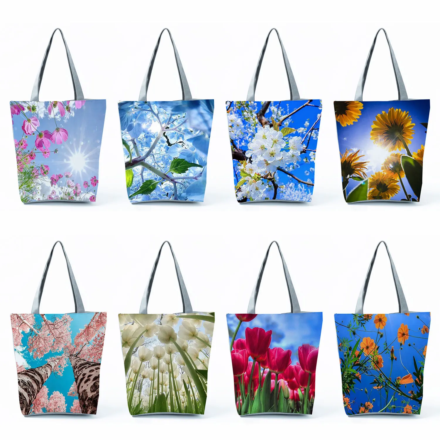 

Reusable Floral Root Plant Print Refreshing Tote Shopping Bag Shoulder Bag Travel Casual High Capacity Women's Handbags Foldable