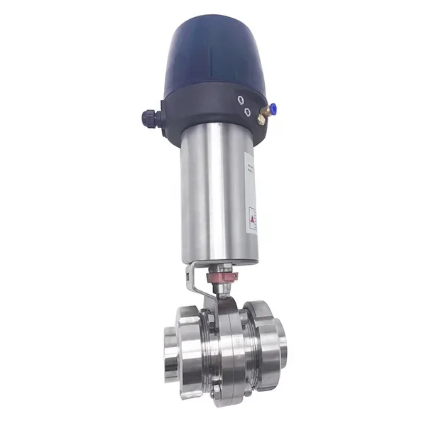 

Sanitary Stainless Steel SMS SS316L Union Pneumatic Butterfly Valve with Control Head and Silicone Seal