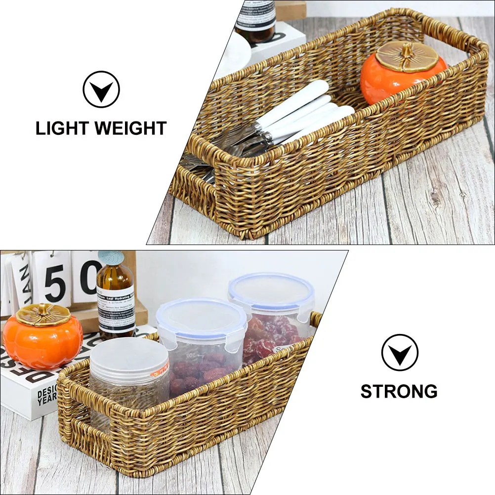 

2 шт. плетеные корзины из ротанга, небольшие контейнеры для хранения полок, кухни, ванной комнаты, гостиной, темно-коричневые, легкие, прочные, легкие