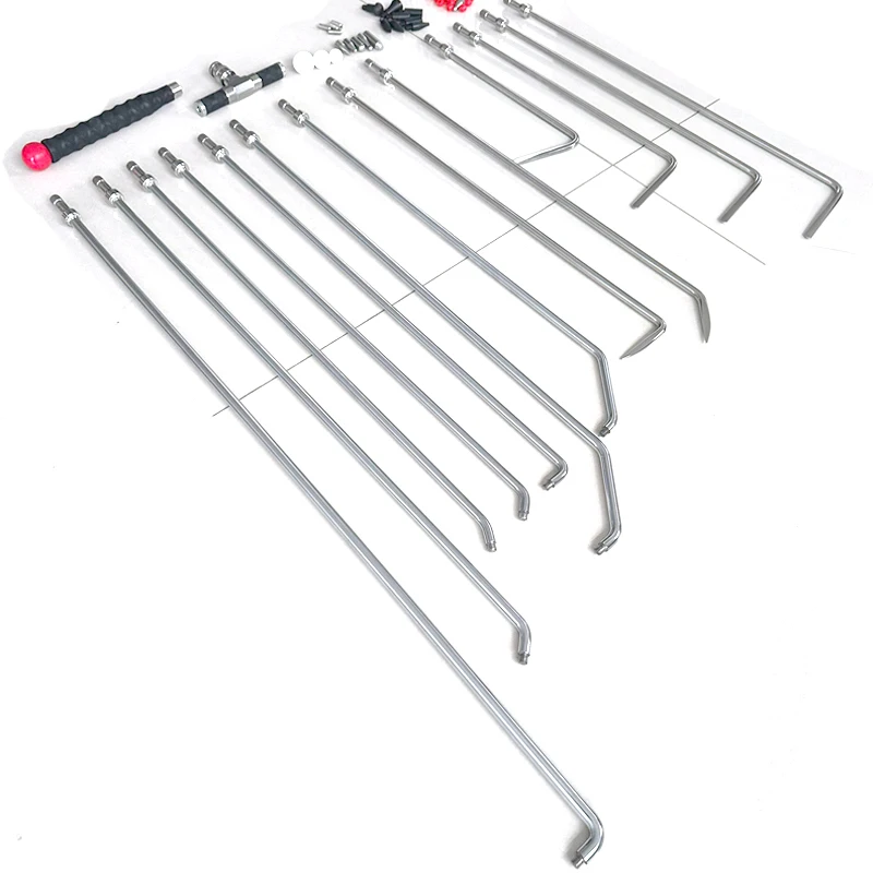 

13pcs PDR Hook Rods Set Spring Steel Paintless Dent Repair Tools for Car Body Hail Damage Removal with Replaceable Tips