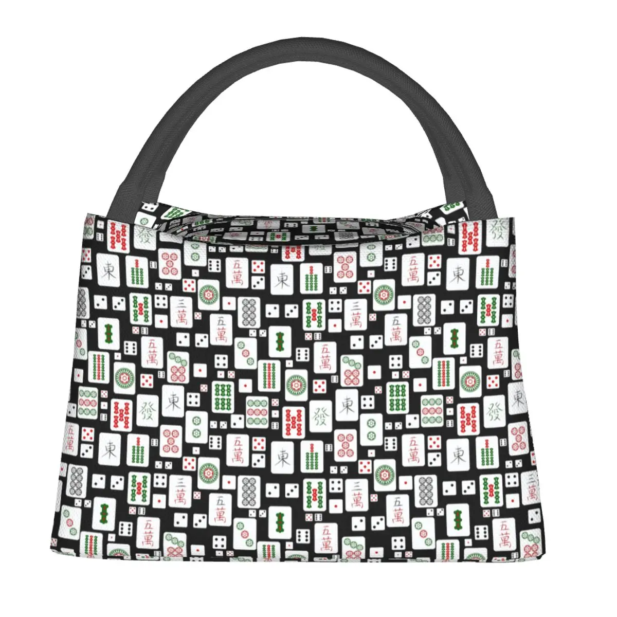 

Термосумка для обедов с принтом плиток маджонга и игральных костей, портативный ланч-бокс для женщин и детей