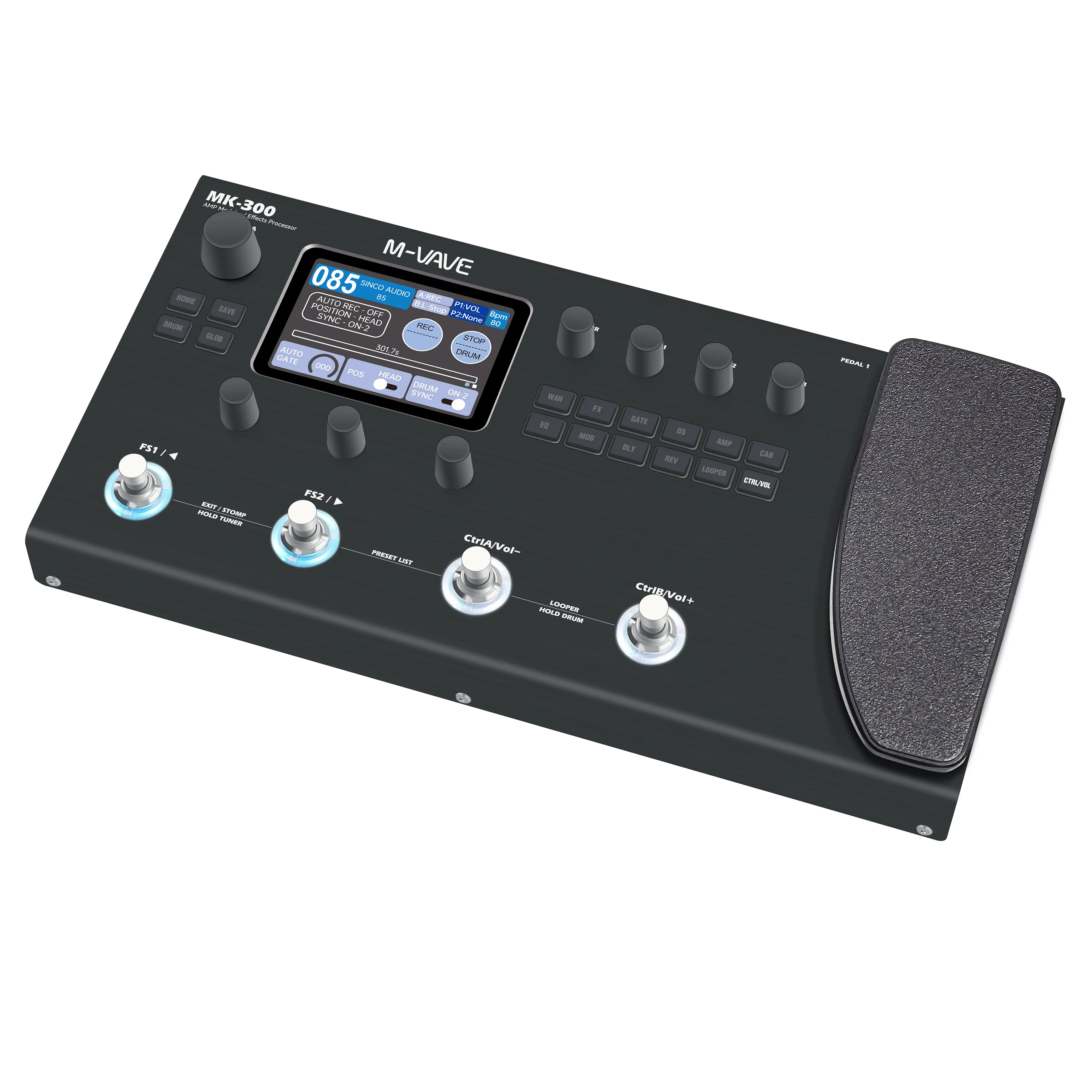 M-VAVE Black MK-300 Professional Multi-Effects Pedal - 11 Modules