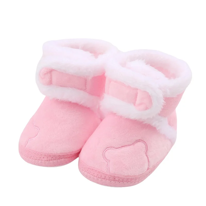 Baby Thickened Plush Boots Flat Shoes Infant Girls Boys Non-Slip Soft Sole First Walker Winter Warm Crib Shoes